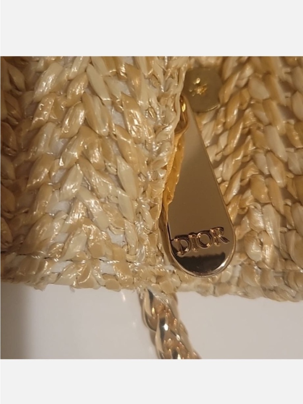Dior Gold Straw Raffia Woven Cosmetic Zipper Bag Pouch - Picture 7 of 9